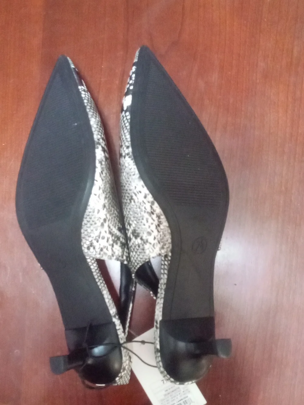 A New Day Pointed Snake-Print Slingback Flats Sz 7 1/2 NWT $40 Black & White